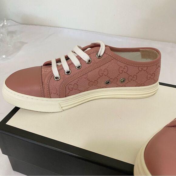 GUCCI Pink Canvas GG Low Top Sneakers - Picture 5 of 15